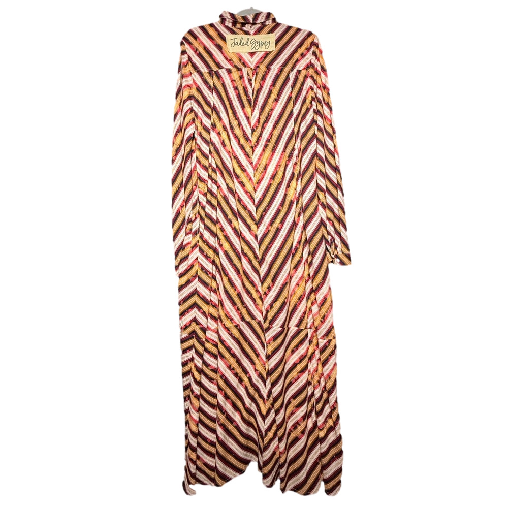 JADED GYPSY Fade Away Duster S/M Vintage Stripes Bleached Look - Picture 2 of 6